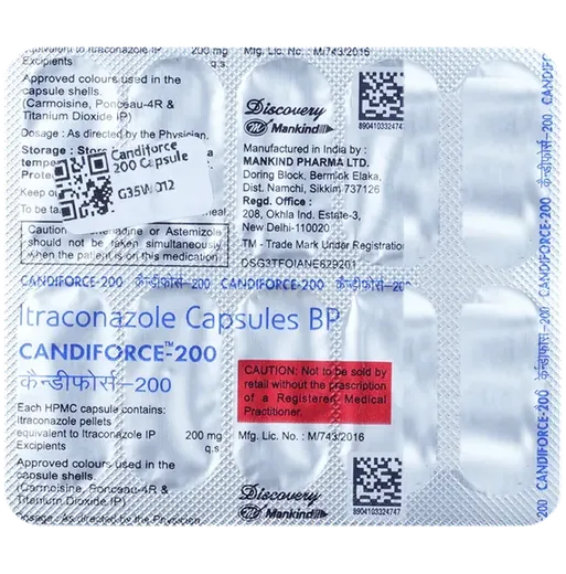 candiforce 200mg capsule 10's